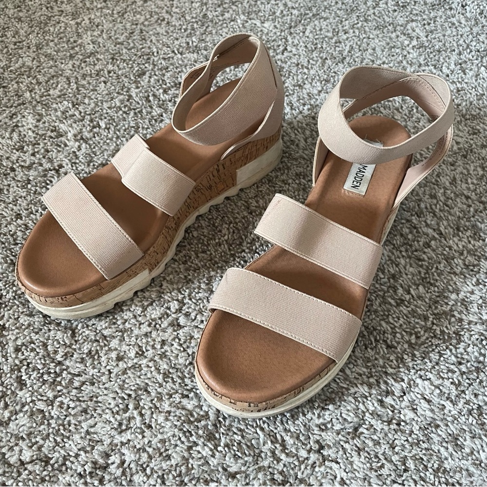 Steve Madden Women's Bandi Tan Platform Sandals